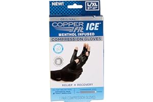 Copper Fit ICE Compression Gloves Infused with Menthol, Black, Large/X-Large