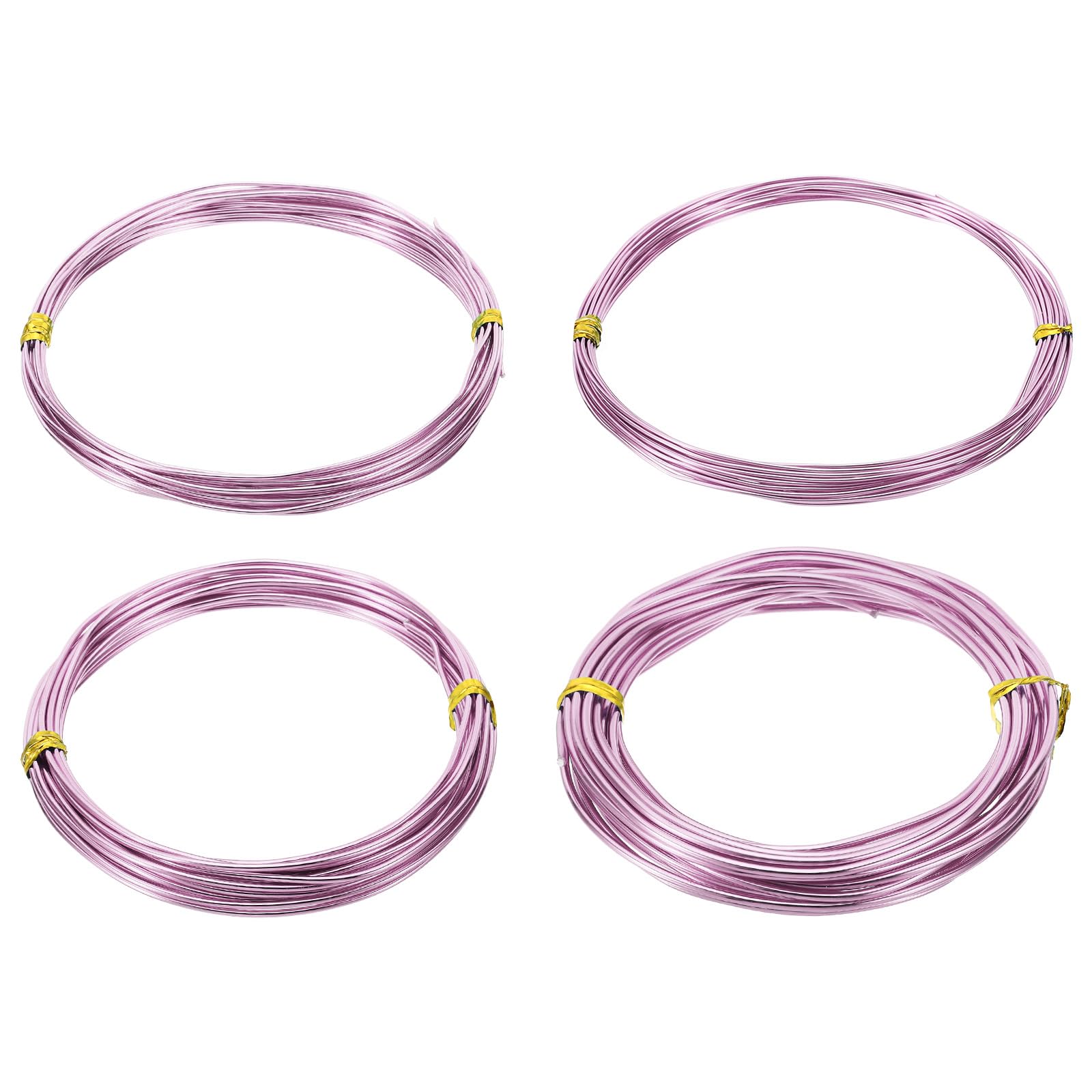 PATIKIL 16.4ft Aluminum Wire, 4pcs Jewelry Wire Bonsai Wire Metal Craft Wire 0.8mm 1mm 1.5mm 2mm for Crafts Bonsai Jewelry Making Beading Plants, Pink