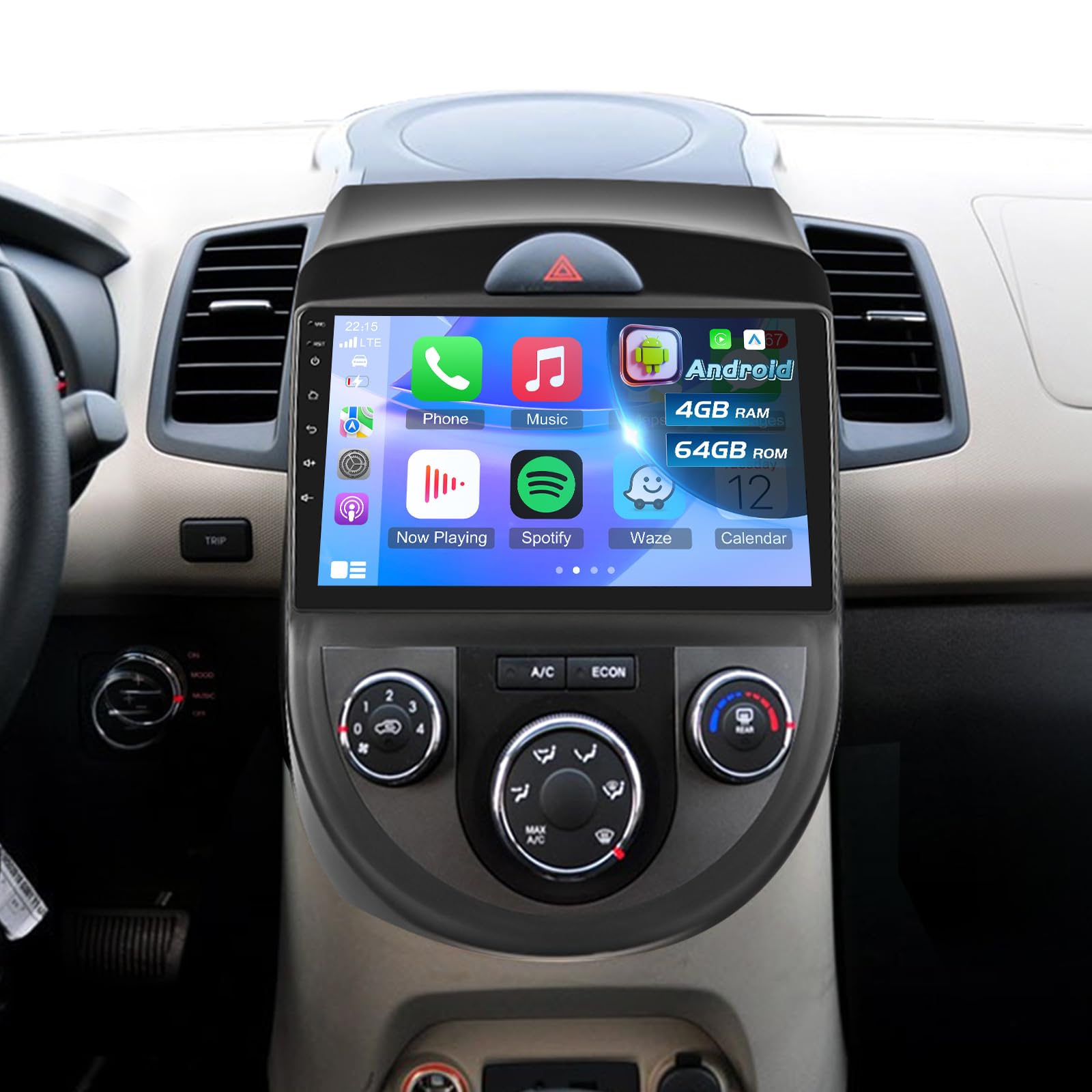Photo 1 of [4G+64G] Radio for Kia Soul 2010 2011 2012 2013, 9 inch Touch Screen Kia Soul Android Car Stereo, Wireless Carplay/Android Auto/32 EQ Audio/1280 * 720 Screen/SWC/Bluetooth/WiFi