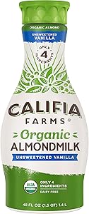 Califia Farms - Organic Vanilla Almond Milk, 48 Oz, Dairy Free, Vegan, Plant Based, Organic Milk, Non GMO, Low Calorie, USDA 