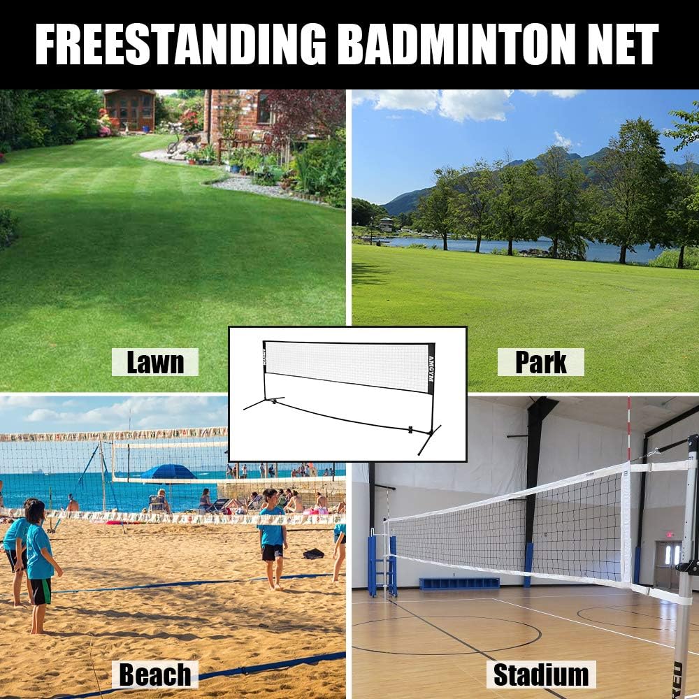 Albott Portable Tennis Net Set - for Tennis, Soccer Tennis, Pickleball, Kids Volleyball, Badminton - Easy Setup Nylon Sports Net with Poles 10FT 14FT 17FT : Sports & Outdoors