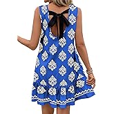 BLENCOT Womens Boho Dress Sleeveless Ruffle Mini Summer Vacation Casual Dresses