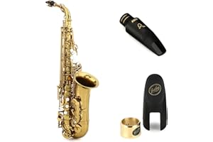 BetterSax Classic Student Alto Saxophone with Professional Burnin' 5 Mouthpiece and Power Ligature Bundle - Includes Ligature, Cap, and Reed - Ideal for Beginners and Intermediate Players