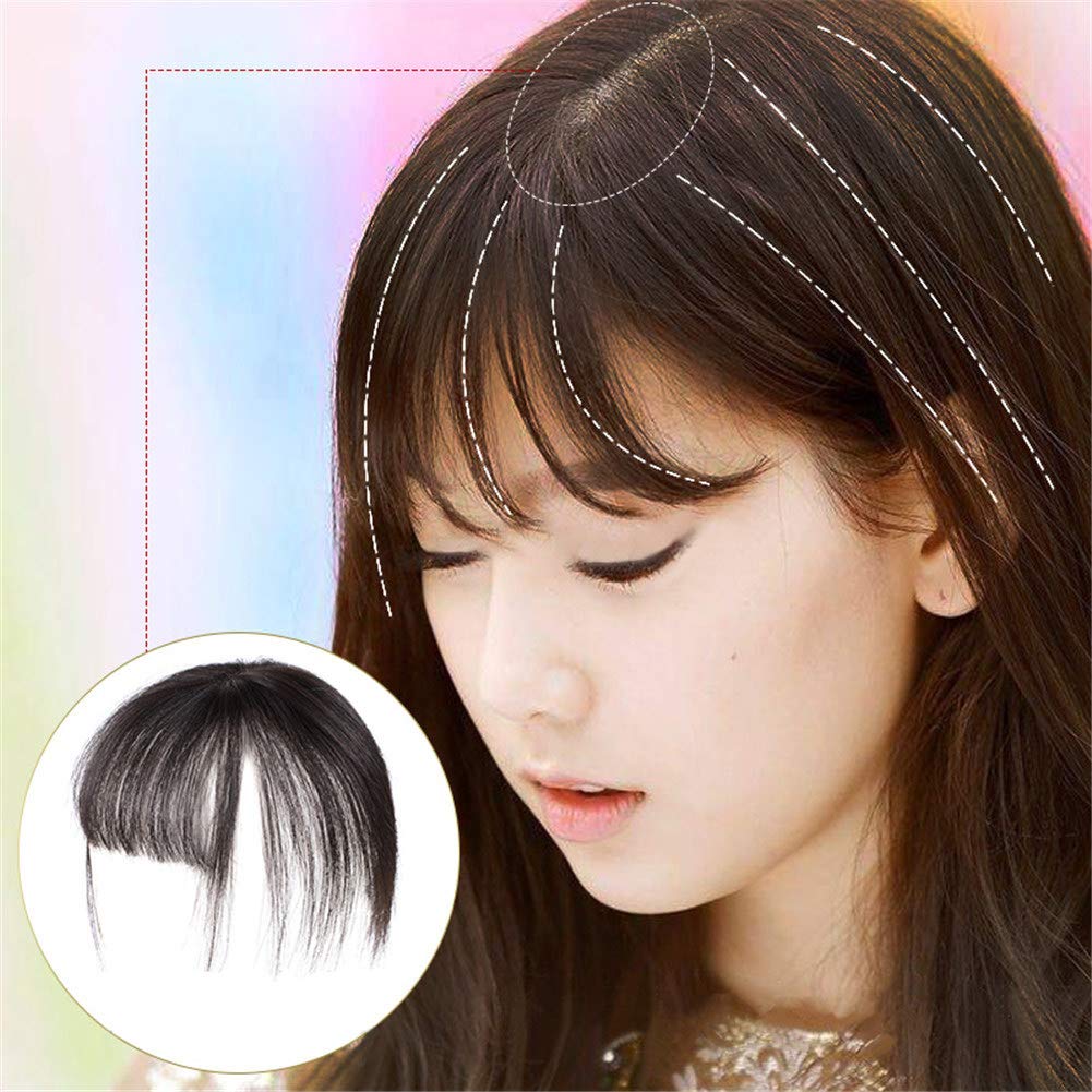 Remeehi Clip In Human Hair Topper Piece Thin Flat Bangs Fringe