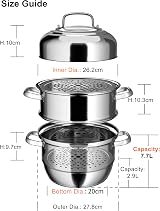 VENTION Large 3 Tier Steamer Pan 28cm 7.7L Induction Stainless Steel view 2