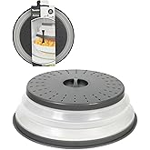 Tovolo Collapsible Microwave Splatter Cover 13" XL, Charcoal | Vents release steam, easy-grip handle, doubles as a colander for rinsing produce, folds flat for storage, dishwasher safe
