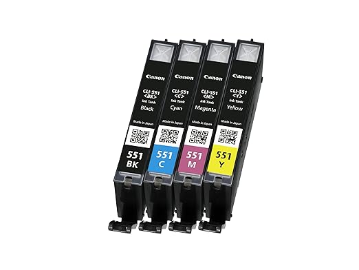 Canon CLI-551 4 original Tintenpatrone Multipack BK/C/M/Y für Pixma Inkjet Drucker MX725-MX925-MG5450-MG5550-MG5650-MG6350-MG