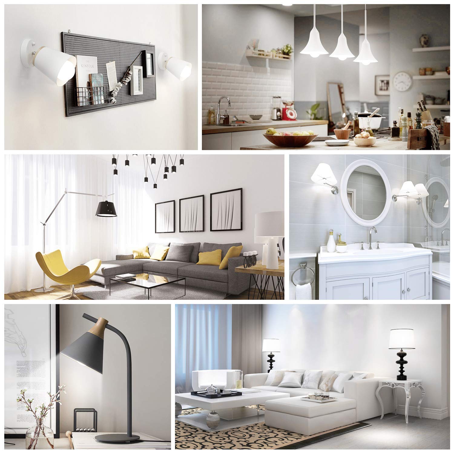 LED Bulb 9W E27 Edison Screw Bulb 60W Incandescent Replacement Cool White 6000K Energy Saving Light Bulbs -Pack of 6