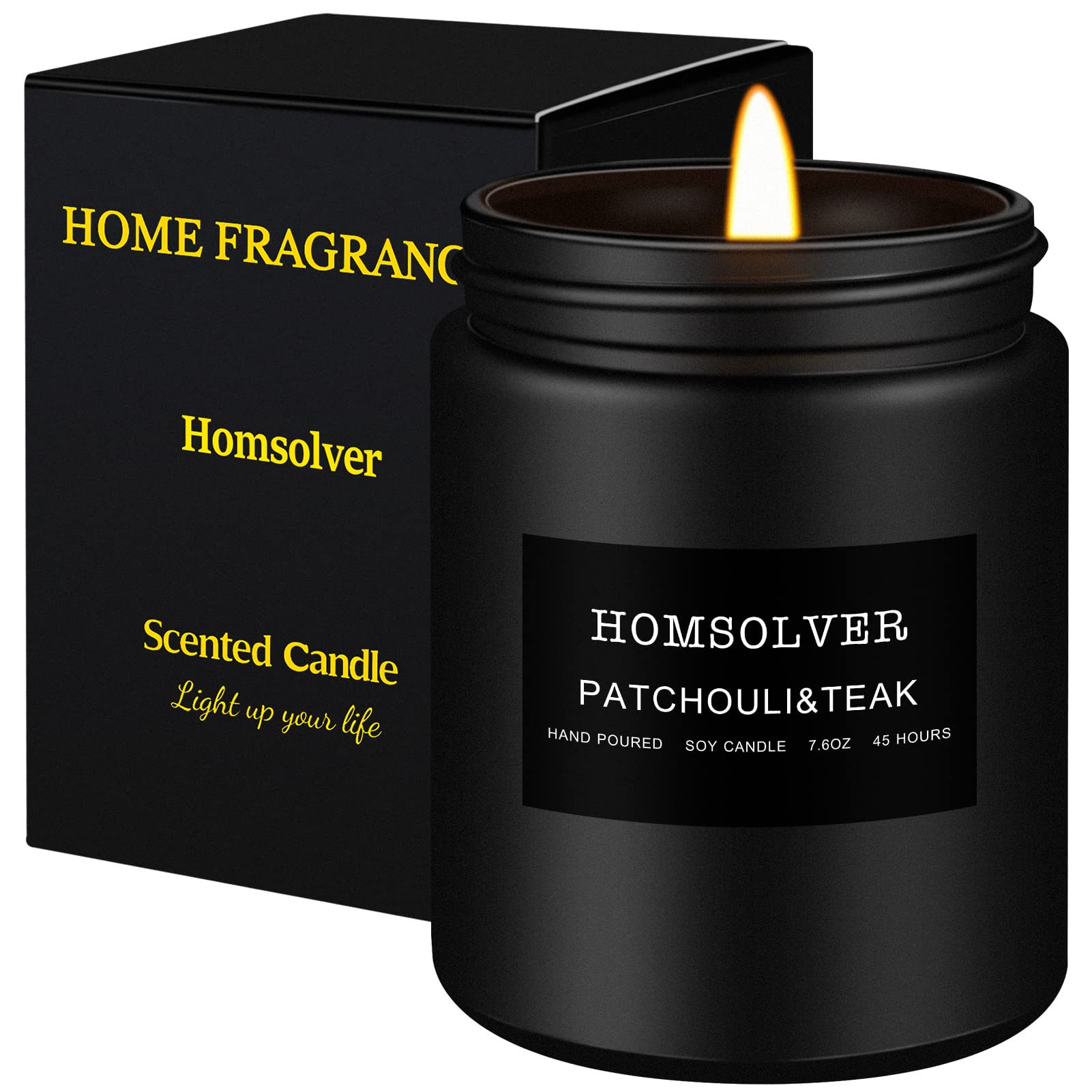 Homsolver Scented Candle for Men, Man Candles, Black Cedar & Sandwood Candles for Home Scented, Aromatherapy Soy Candles, 50 Hour Burn, Ideal Gifts for Men