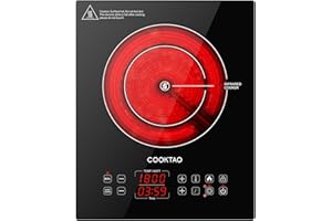 Dual Coils Design of Electric Cooktop, 1800W Commercial Ceramic Infrared Cooking Hot Plate, Portable Countertop Radiant Stove