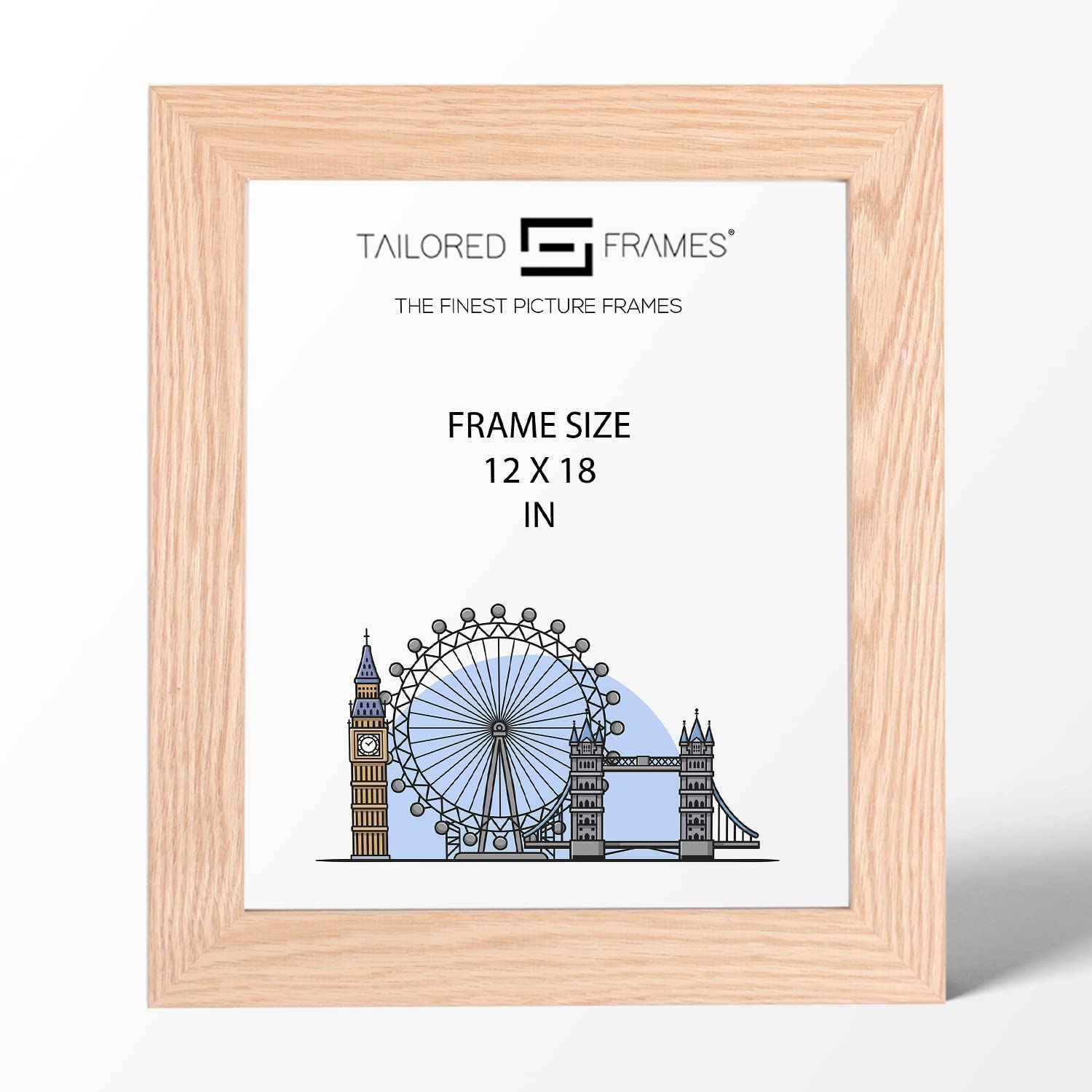 Tailored Frames Natural Oak Wood 18" x 12" Single Picture Frames | Wall Hanging Type | Photo Frame Without Mount