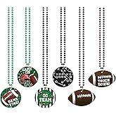 Tondiamo 20 Pack Football Pendant Bead Necklaces Touchdown Football Shape with Felt Pendant Medal Beads Sports Event Sport Theme Bead Necklaces for Rugby Party Supplies