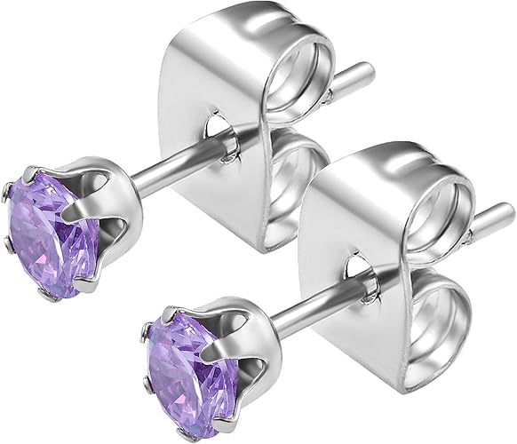 Studs 316L Surgical Steel Earrings Stud 3mm Round CZ Choose Your Color