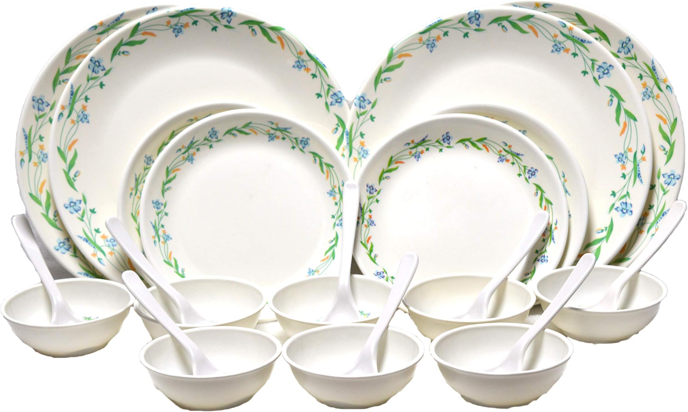 Czar Melamine 24 Pieces Dinner Set Green Border