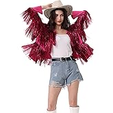 RZTA Women's Sequin Jacket Long Sleeve OpenZipper Fahion Shiny Glitter Sparkly Bomber Jackets