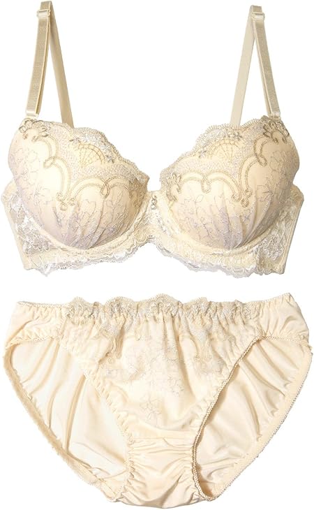 Amazon Co Jp Moca Bunny ベージュ B65 レディース ブラ ブラジャー １分丈 ショーツ 上下 セット レース 3 4 カップ エレガント 銀糸 刺繍 女性 女性下着 脇高 花柄 勝負 下着 可愛い ブラショーツセット ブラショーツ 超盛り 下着小さいサイズ 小さい胸 勝負下着