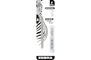ZEBRA PEN Zebra F-Series Ballpoint All Stainless Steel Pen Refill, Fine Point, 0.8mm, Black Ink, 2-Count