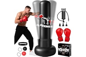 Freestanding Punching Bag for Adults,70'' Heavy Boxing Bag with Gloves and Pump,Men Women Stand Kickboxing Bags with Boxing R
