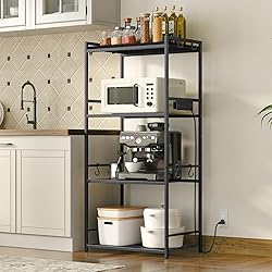 MAHANCRIS Bakers Rack with Power Outlet, Microwave