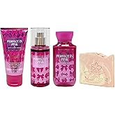 Bath & Body Works Perfect In Pink Mini Trio Bundle - Body Cream - Fragrance Mist and Body Wash with a Himalayan Salts Springs Sample Soap - Travel Size