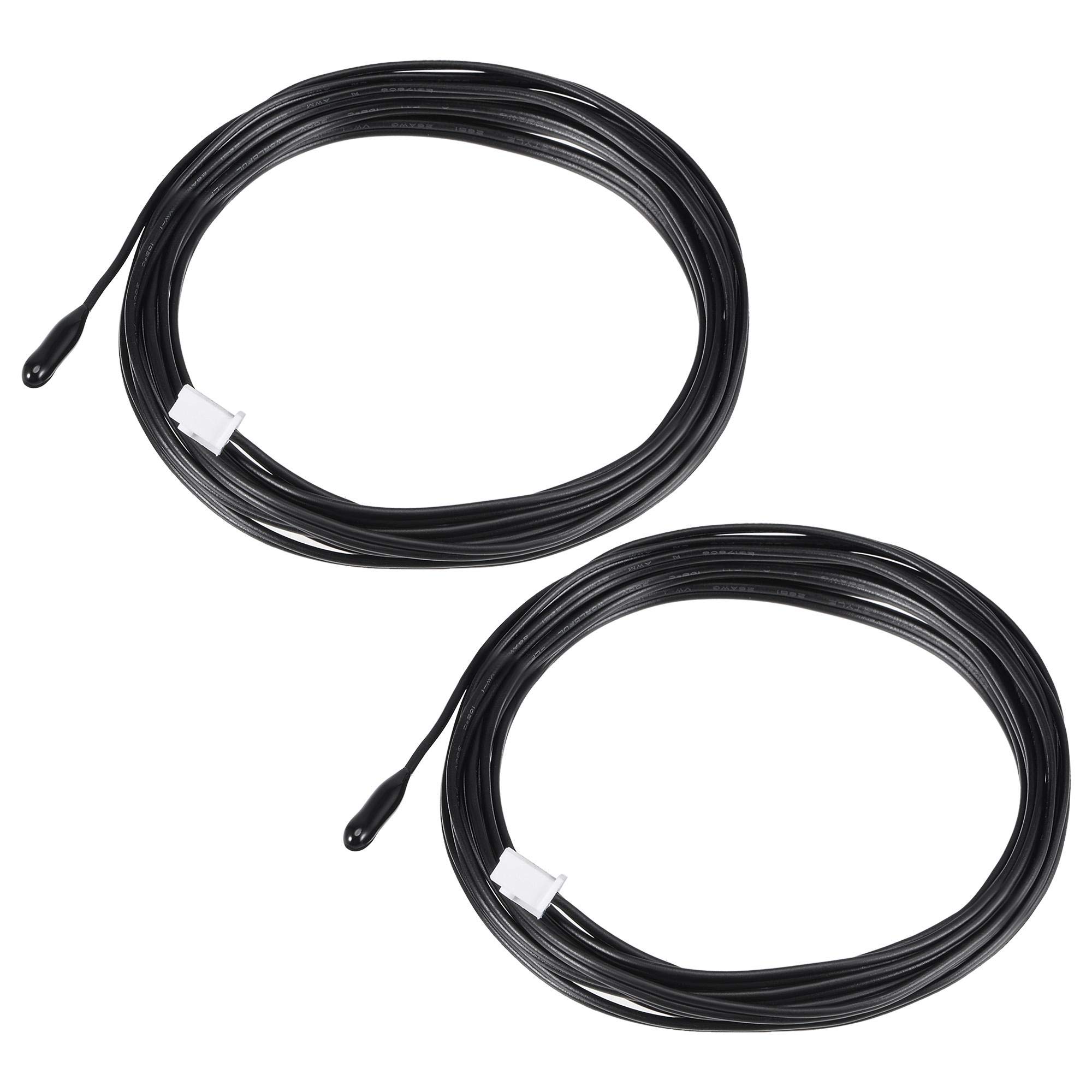 sourcing map 2pcs 10K Temperature Sensor Probe, NTC Thermal Sensor Probe 6.6ft Digital Thermometer Extension Cable