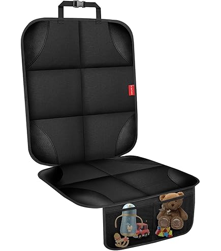 Heavy Duty Car Seat Protector - Thick Padding With Non-Slip Backing & Mesh Pockets For Child Seats