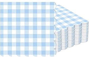 Quhoxdye 50PCS Scalloped Edge Gingham Paper Napkins, Checkered Decorative Party Supplies Light Plaid Gingham Dessert Napkins 