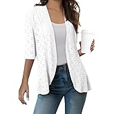 Sidefeel Lightweight Summer Cardigan for Women Spring Netted Knit Ruffle Half Sleeve Kimono Cover Ups