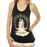 Shop Delfina Meditating Unicorn Yoga Namaste with Rainbow Women's Tank Top