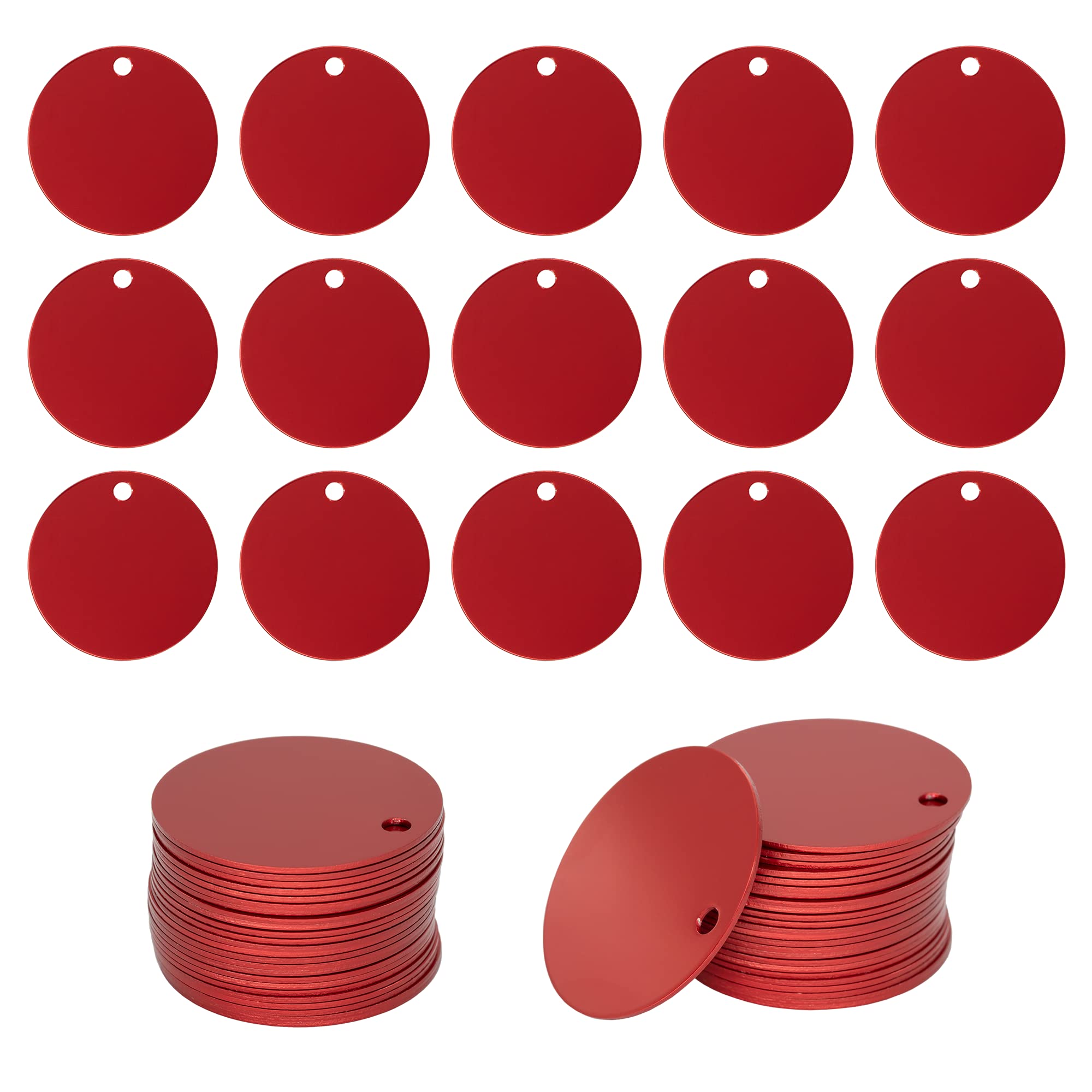 Round Aluminum Engraving Blanks Tags Stamping Blanks 25 Pack Diameter 4 cm (Red)