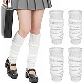 LXUEJIE 2 Pair Knit Leg Warmers for Women, 80s Ribbed Knitted Long Socks, Knee High Stretchy Legwarmers for Dance, Party & Yoga, Thick Cozy Winter Fitness Accessory