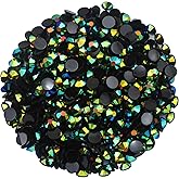 720 Pcs SS30 6mm Flatback Rhinestones for Nails Art Crafts Glitter Round Shine Gems AB Crystals DIY Clothes Shoes （Black-Bottom Dark Green AB）