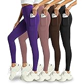 Mlenhor 4 Pack Leggings with Pockets for Women - Soft High Waisted Tummy Control Workout Yoga Pants
