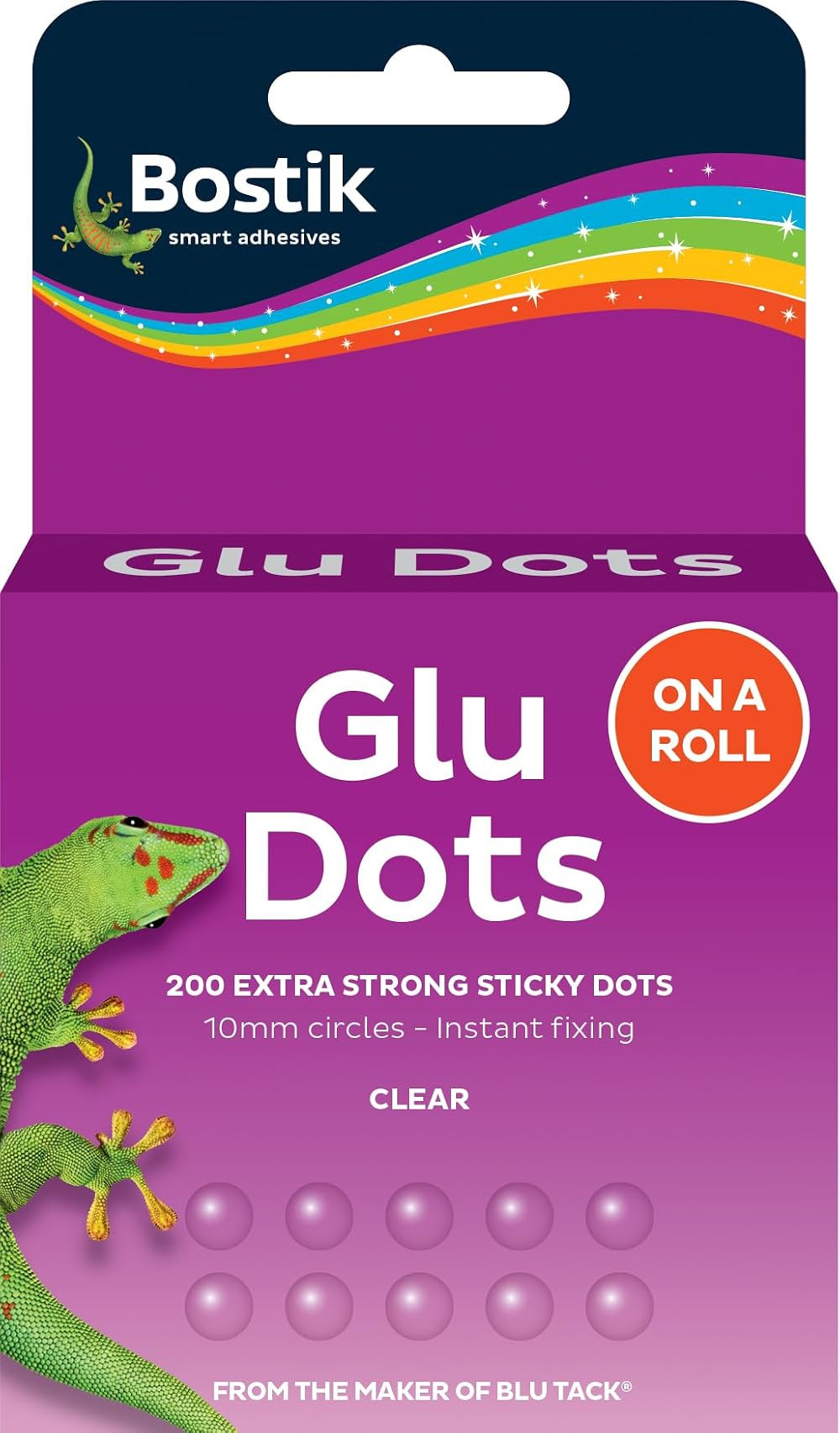Bostik Glu Dots on a Roll Extra Strong Clear 200 Glue Dots Double-Sided