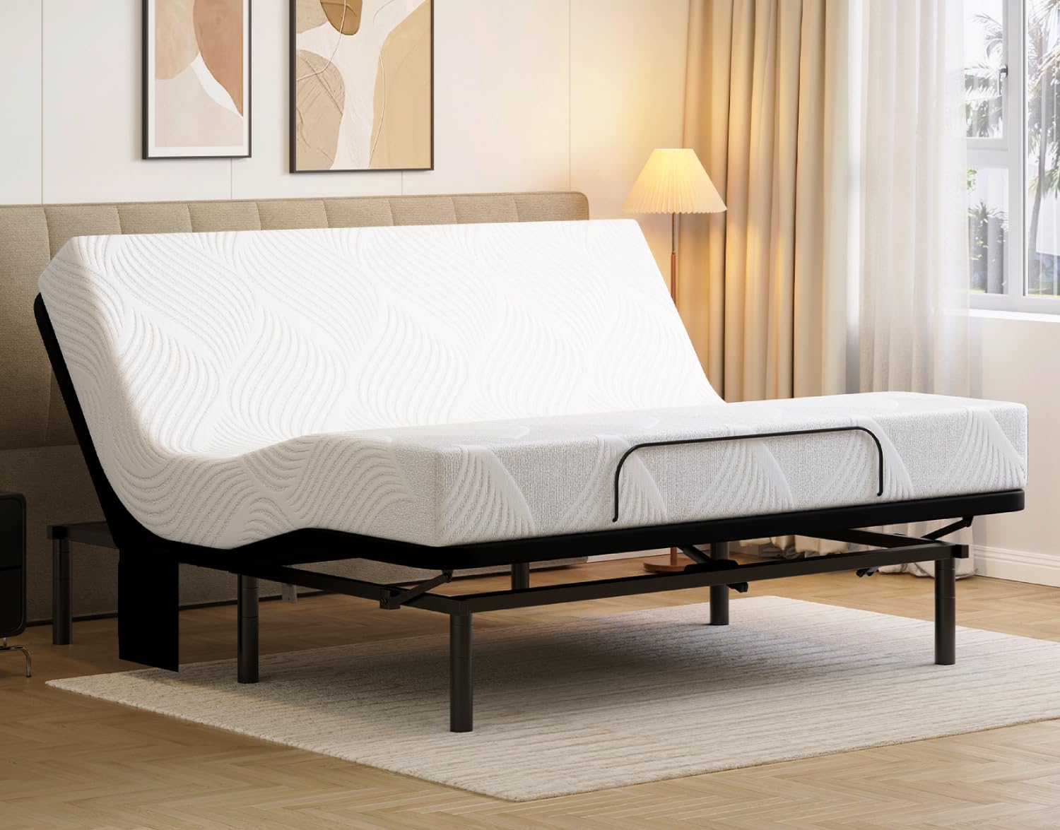 View 1 of koorlian Adjustable Bed Frame Queen with 5 Height Options, High Thrust Quiet Motors, 4 A&C USB Ports, Independent Head & Foot Incline, 10 Minutes Tool-Free Easy Assembly (Mattress Not Included)