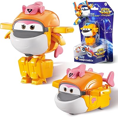 Super Wings Transformations-Flugzeug Supercharged Tiki, ca. 5,08 cm große Spiel-Figur für Kinder, Spielzeug-Flugzeug und Roboterfigur für 3+ Jahre Alten Jungen Mädchen