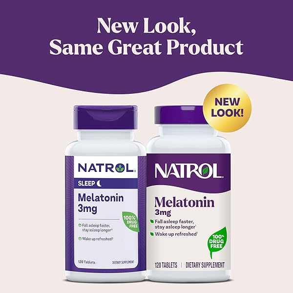 NATROL MELATONIN 3 MG, DIETARY SUPPLEMENT FOR RESTFUL SLEEP, SLEEP SUPPLEMENTS FOR ADULTS, 120 MELATONIN TABLETS, 120 DAY SUPPLY