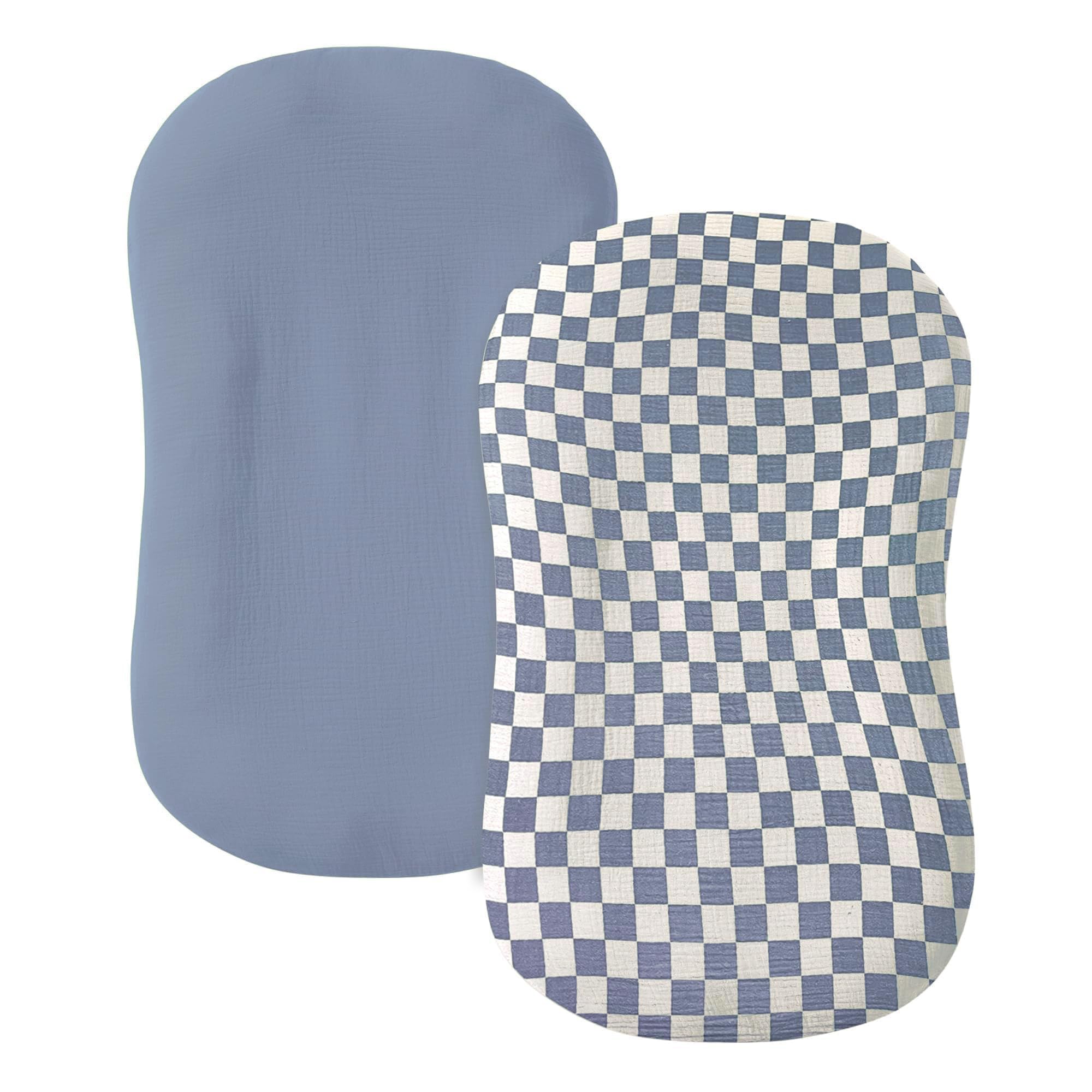 Photo 1 of guruixu Muslin Baby Lounger Cover 2 Pack, 100% Cotton Infant Lounger Cover, Soft & Breathable Replacement Slipcover, Compatible with Snuggle Me Newborn Lounger (Tradewinds,Tradewinds Check)