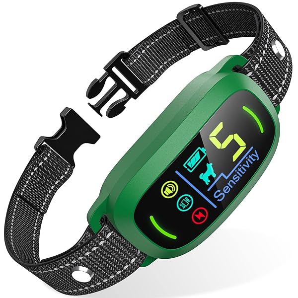 FAFAFROG DOG BARK COLLAR, RECHARGEABLE SMART COLLAR, ANTI BARKING TRAINING COLLAR WITH 5 ADJUSTABLE SENSITIVITY BEEP VIBRATION, BARK COLLAR FOR LARGE MEDIUM SMALL DOGS (GREEN)
