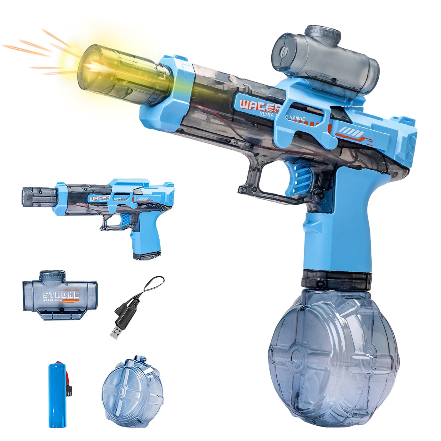 Electric Water Gun Toy, Lightweight Water Pistol with Long Range Spray, Fun and Stylish, with Tank, WaterGuns for Kids and Adults, Rechargeable Electric WaterGun for Summer Pool and Garden Fun