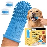 Jasper Dog Toothbrush, 360&deg; Finger Toothbrush for Dogs &amp; Cats, Blue 2-Pack | 12x More Bristles, Teeth Cleaning Kit for Small &amp; Large Pets, Toothpaste Not Included, Fights Bad Breath, Extra Soft Silicone