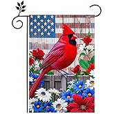 BlissYard Patriotic 4th of July Cardinal Bird Garden Flag American Memorial Day Yard Red Bird Dogwood Flower USA America Outside Decoration Summer Outdoor Small Decor Double Sided 12x18