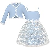 Toddler Tulle Dress and Cardigan Girl Strap Ribbed Tutu Dresses Long Sleeve Shrugs Casual Wear 2-6Y