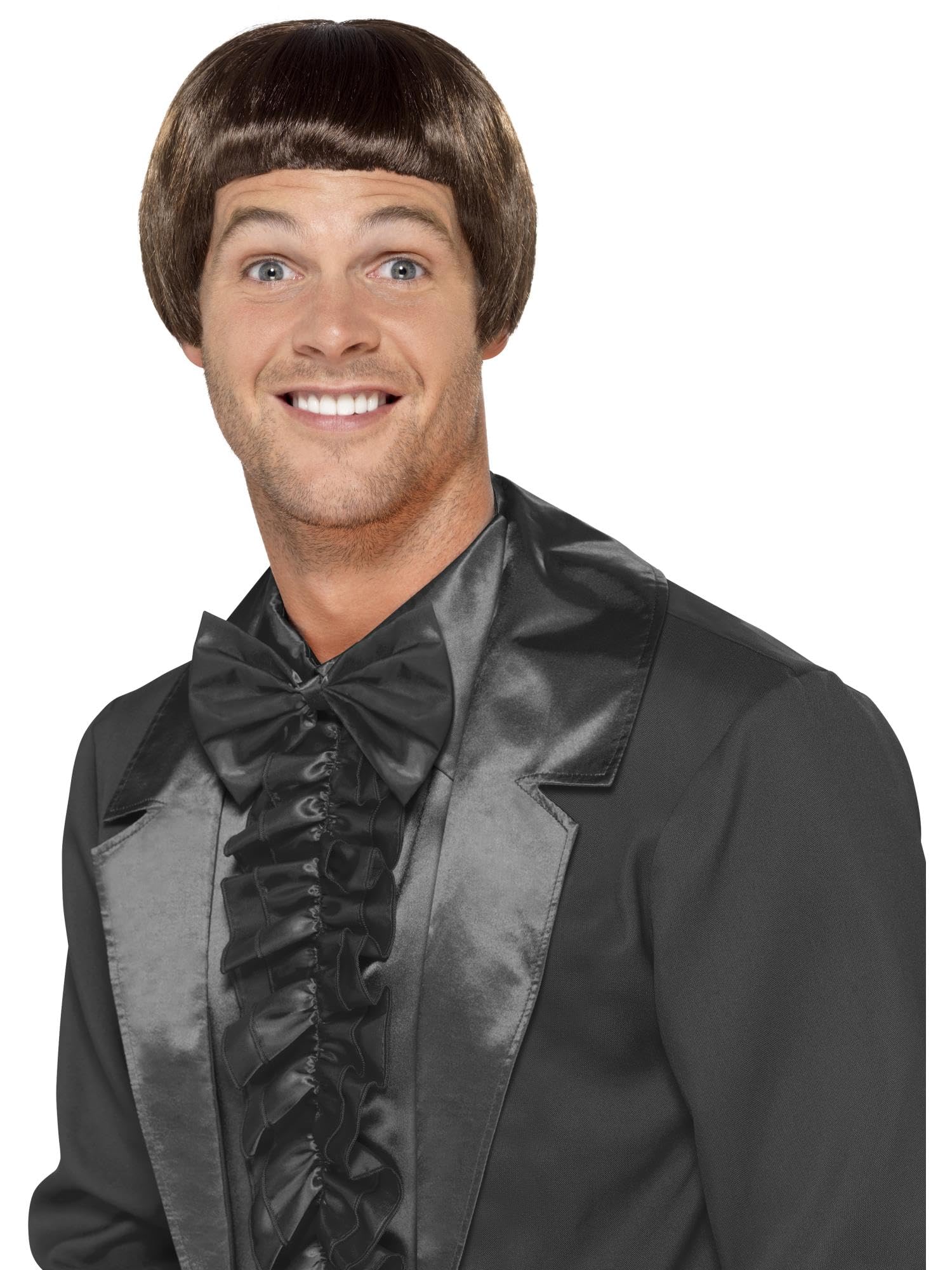 Smiffys 90s Bowl Cut Wig, Brown, 1990's Fancy Dress, 1990s Dress Up Wigs Halloween