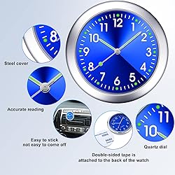 2 Pieces Stick on Dashboard Car Clock Mini Tiny