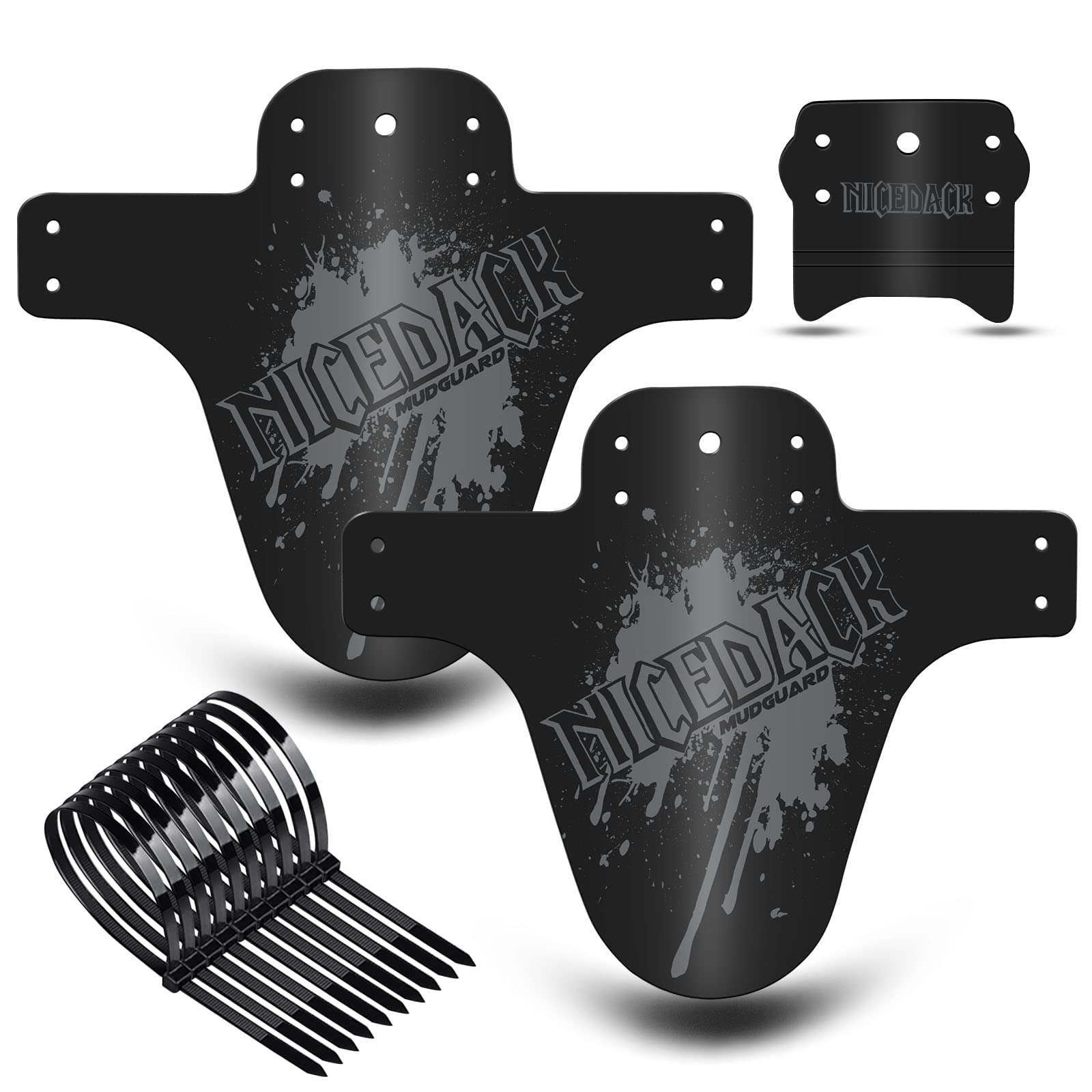 NICEDACK Mud Guard, 2Pcs MTB Bicycle Mudguards for 26" 650B 27.5" 29" MTB Mountain Bike Rear and Front Mudguard Fender (Gray Black - MSPM, 2PCS Matte Surface)