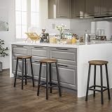 VASAGLE Bar Stools Set of 2 Vintage Brown Black Metal Frame 65cm LBC32X view 7