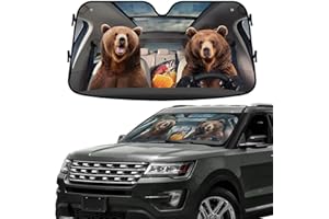 GENANY Bear Couple Funny Windshield Sun Shade for Car SUV Truck (55x30 Inches), Car Sun Shade Windshield, Car Shades for Front Windows, Sunshade for Car Windshield, Protector Blocks UV