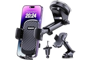 [Ultra-Stable] Car Phone Holder【2026 Strongest Suction & Hook】Cell Phone Mount for Dashboard Windshield Vent,Mobile Stand Bas