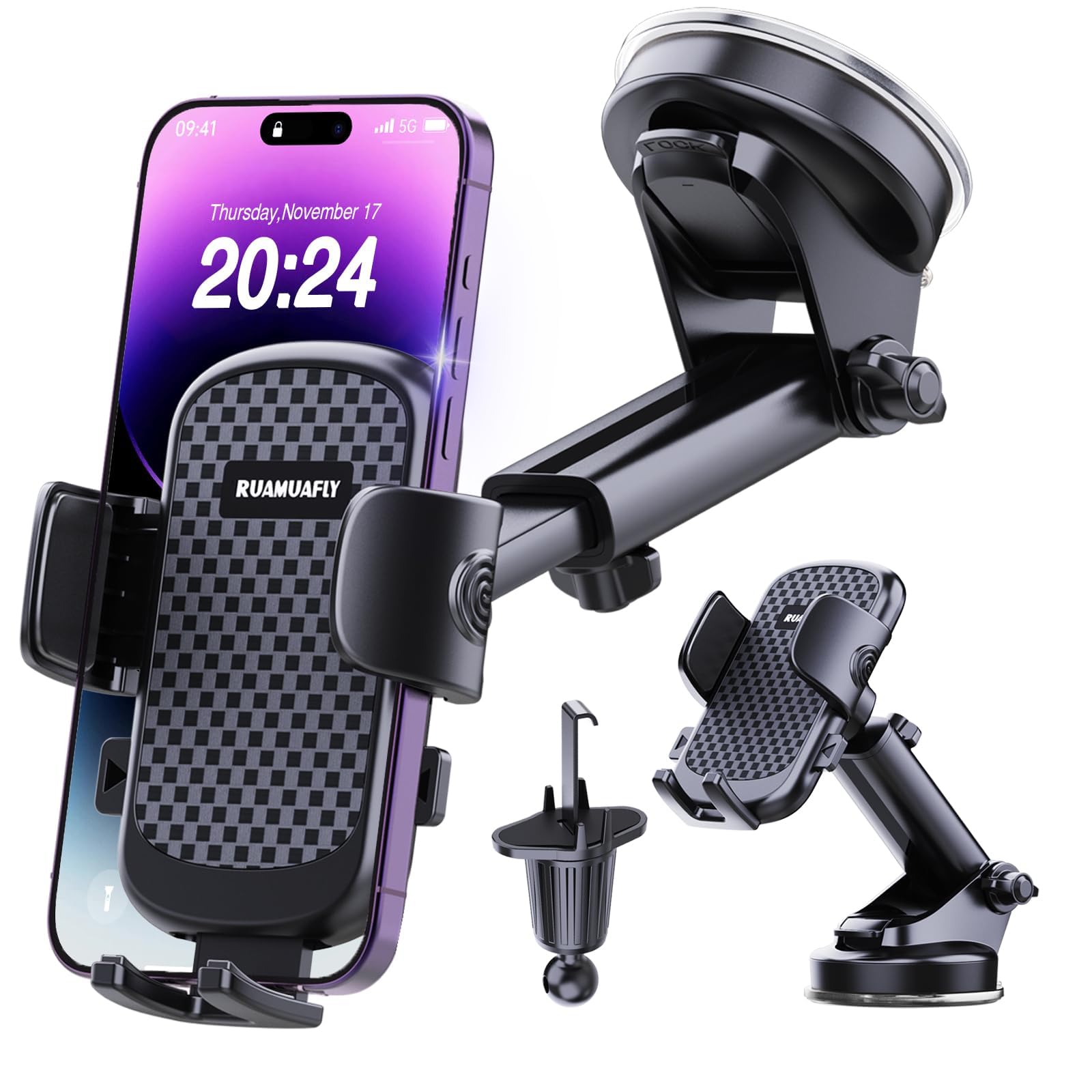 Photo 1 of [2026 NEW] Car Phone Holder [Upgraded Strongest Suction & Clip] Cell Phone Mount for Dashboard Windshield Vent,Mobile Stand Base Truck Cradle for iPhone 17 Pro Max 16 15 14 13 12 X Samsung S25 Android